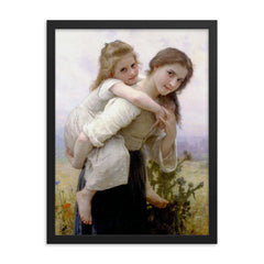 Pleasant Burden by William-Adolphe Bouguereau framed print on a plain backdrop in size 18"x24".