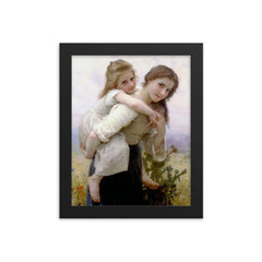Pleasant Burden by William-Adolphe Bouguereau framed print on a plain backdrop in size 8"x10".