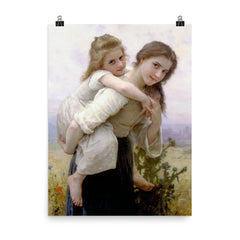Pleasant Burden by William-Adolphe Bouguereau poster on a plain backdrop in size 8"x10".