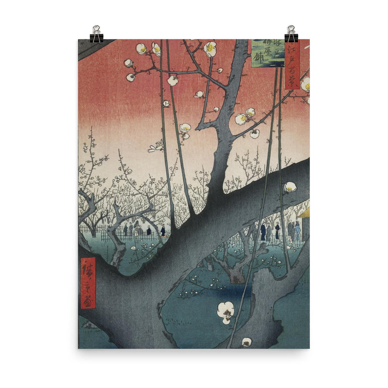 Plum Garden at Kameido  Utagawa Hiroshige 1857 poster on a plain backdrop in size 8