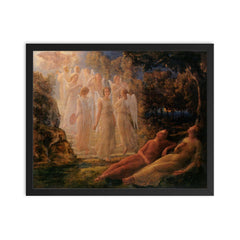 Poem of the Soul Part 12 - The Golden Stairs by Louis Janmot, 1854 framed print on a plain backdrop in size 16"x20".