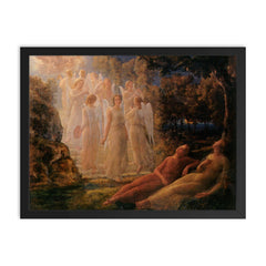 Poem of the Soul Part 12 - The Golden Stairs by Louis Janmot, 1854 framed print on a plain backdrop in size 18"x24".