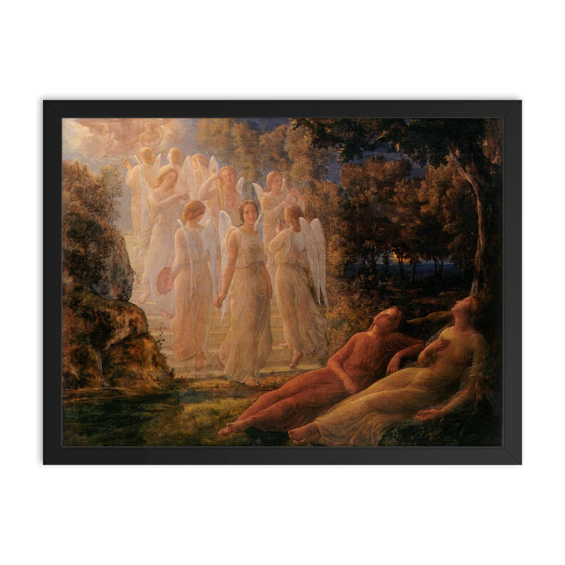 Poem of the Soul Part 12 - The Golden Stairs by Louis Janmot, 1854 framed print on a plain backdrop in size 18