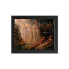 Poem of the Soul Part 12 - The Golden Stairs by Louis Janmot, 1854 framed print on a plain backdrop in size 8"x10".