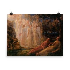 Poem of the Soul Part 12 - The Golden Stairs by Louis Janmot, 1854 poster on a plain backdrop in size 8"x10".