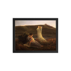 Poem of the Soul Part 3 - The Angel and the Mother by Louis Janmot, 1854 framed print on a plain backdrop in size 12"x16".