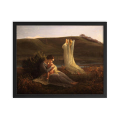 Poem of the Soul Part 3 - The Angel and the Mother by Louis Janmot, 1854 framed print on a plain backdrop in size 16"x20".