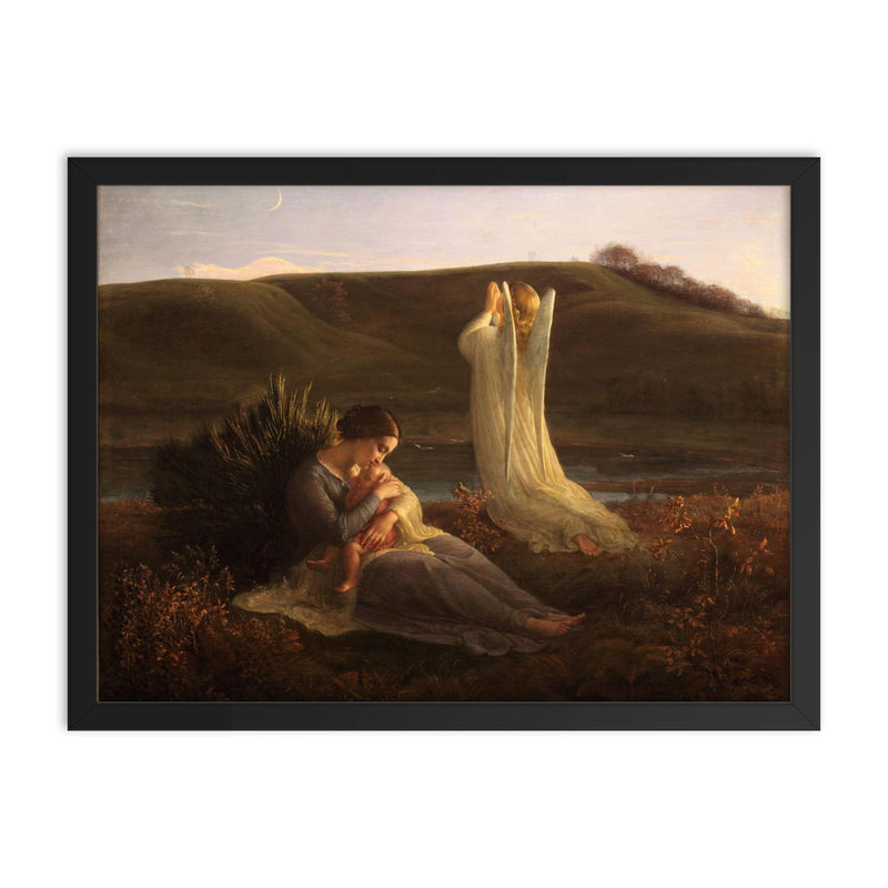 Poem of the Soul Part 3 - The Angel and the Mother by Louis Janmot, 1854 framed print on a plain backdrop in size 18
