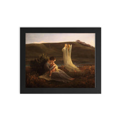 Poem of the Soul Part 3 - The Angel and the Mother by Louis Janmot, 1854 framed print on a plain backdrop in size 8"x10".