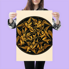Poincare disk tessellation with impossible angels poster 3