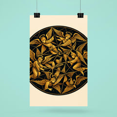 Poincare disk tessellation with impossible angels poster 6