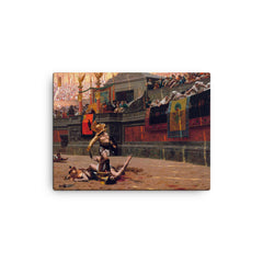 Pollice Verso by Jean-Léon Gérôme, 1872 canvas print on a plain backdrop in size 12"x16".