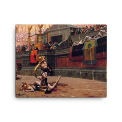 Pollice Verso by Jean-Léon Gérôme, 1872 canvas print on a plain backdrop in size 16"x20".