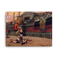 Pollice Verso by Jean-Léon Gérôme, 1872 canvas print on a plain backdrop in size 18"x24".