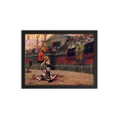 Pollice Verso by Jean-Léon Gérôme, 1872 framed print on a plain backdrop in size 12"x16".