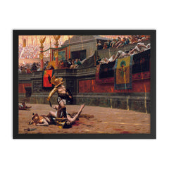 Pollice Verso by Jean-Léon Gérôme, 1872 framed print on a plain backdrop in size 18"x24".