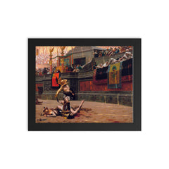 Pollice Verso by Jean-Léon Gérôme, 1872 framed print on a plain backdrop in size 8"x10".
