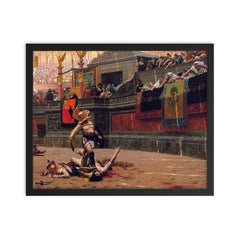 Pollice Verso by Jean-Léon Gérôme framed print on a plain backdrop in size 16"x20".