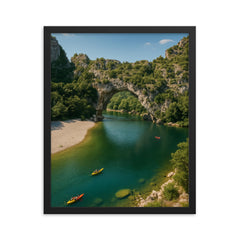 Pont d'Arc Gorges de l'Ardeche France framed print on a plain backdrop in size 16"x20".