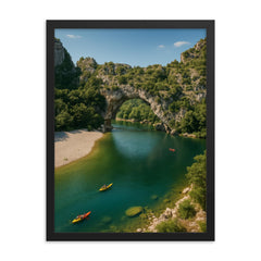 Pont d'Arc Gorges de l'Ardeche France framed print on a plain backdrop in size 18"x24".