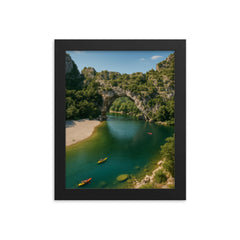 Pont d'Arc Gorges de l'Ardeche France framed print on a plain backdrop in size 8"x10".
