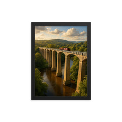 Pontcysyllte Aqueduct Wales framed print on a plain backdrop in size 12"x16".