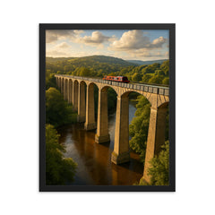 Pontcysyllte Aqueduct Wales framed print on a plain backdrop in size 16"x20".