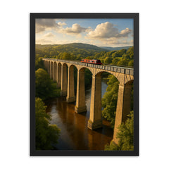 Pontcysyllte Aqueduct Wales framed print on a plain backdrop in size 18"x24".