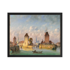 Ponts Couverts, Strasbourg by Johann Baptist framed print on a plain backdrop in size 16"x20".