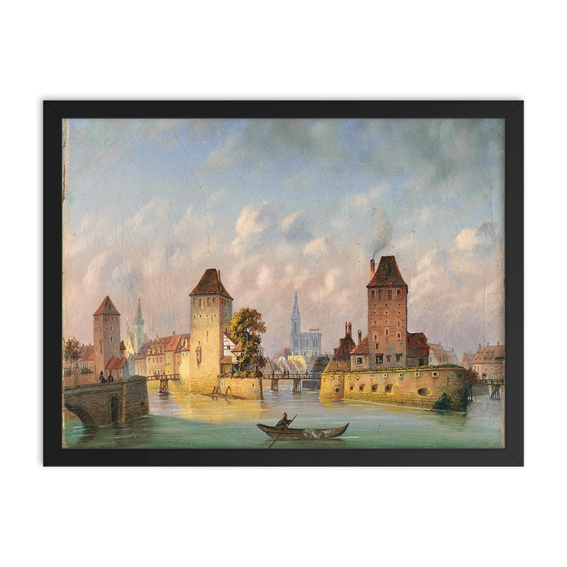 Ponts Couverts, Strasbourg by Johann Baptist framed print on a plain backdrop in size 18