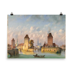 Ponts Couverts, Strasbourg by Johann Baptist poster on a plain backdrop in size 8"x10".