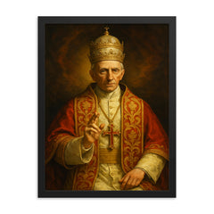 Pope Benedict XV framed print on a plain backdrop in size 18"x24".