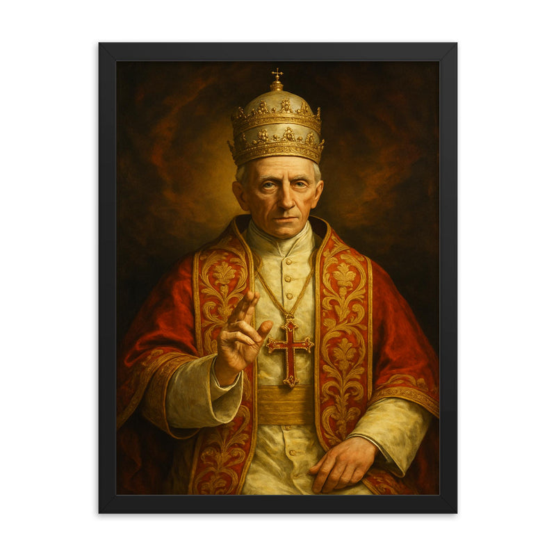 Pope Benedict XV framed print on a plain backdrop in size 18