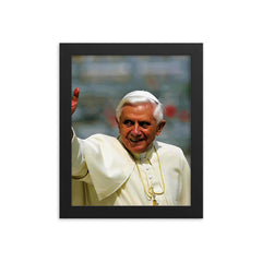 Pope Benedict XVI framed print on a plain backdrop in size 8"x10".