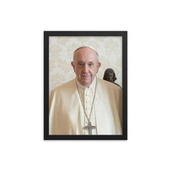 Pope Francis framed print on a plain backdrop in size 12"x16".