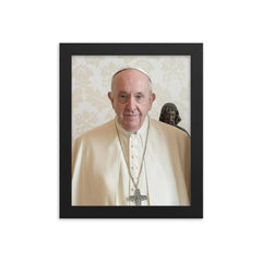 Pope Francis framed print on a plain backdrop in size 8"x10".