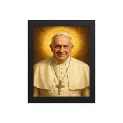 Pope Francis framed print on a plain backdrop in size 8"x10".