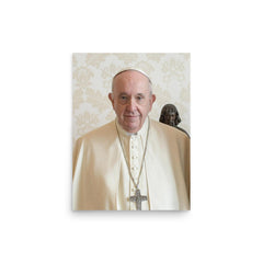 Pope Francis poster on a plain backdrop in size 12"x16".