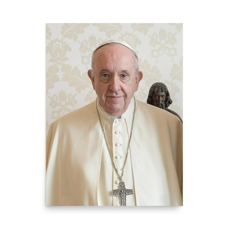 Pope Francis poster on a plain backdrop in size 18