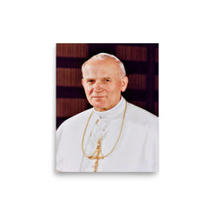 Pope John Paul II poster on a plain backdrop in size 8"x10".