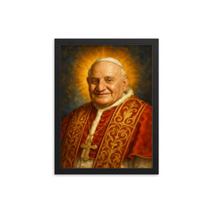 Pope John XXIII framed print on a plain backdrop in size 12"x16".
