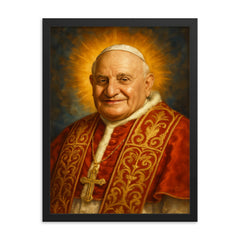 Pope John XXIII framed print on a plain backdrop in size 18"x24".