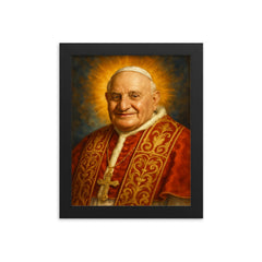 Pope John XXIII framed print on a plain backdrop in size 8"x10".