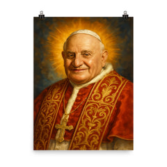 Pope John XXIII poster on a plain backdrop in size 8"x10".