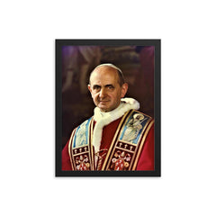 Pope Paul VI framed print on a plain backdrop in size 12"x16".