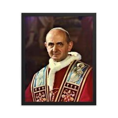 Pope Paul VI framed print on a plain backdrop in size 16"x20".