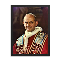 Pope Paul VI framed print on a plain backdrop in size 18"x24".