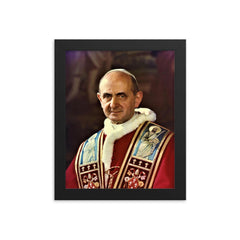 Pope Paul VI framed print on a plain backdrop in size 8"x10".