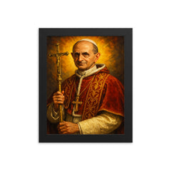Pope Paul VI framed print on a plain backdrop in size 8"x10".