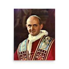 Pope Paul VI poster on a plain backdrop in size 16"x20".